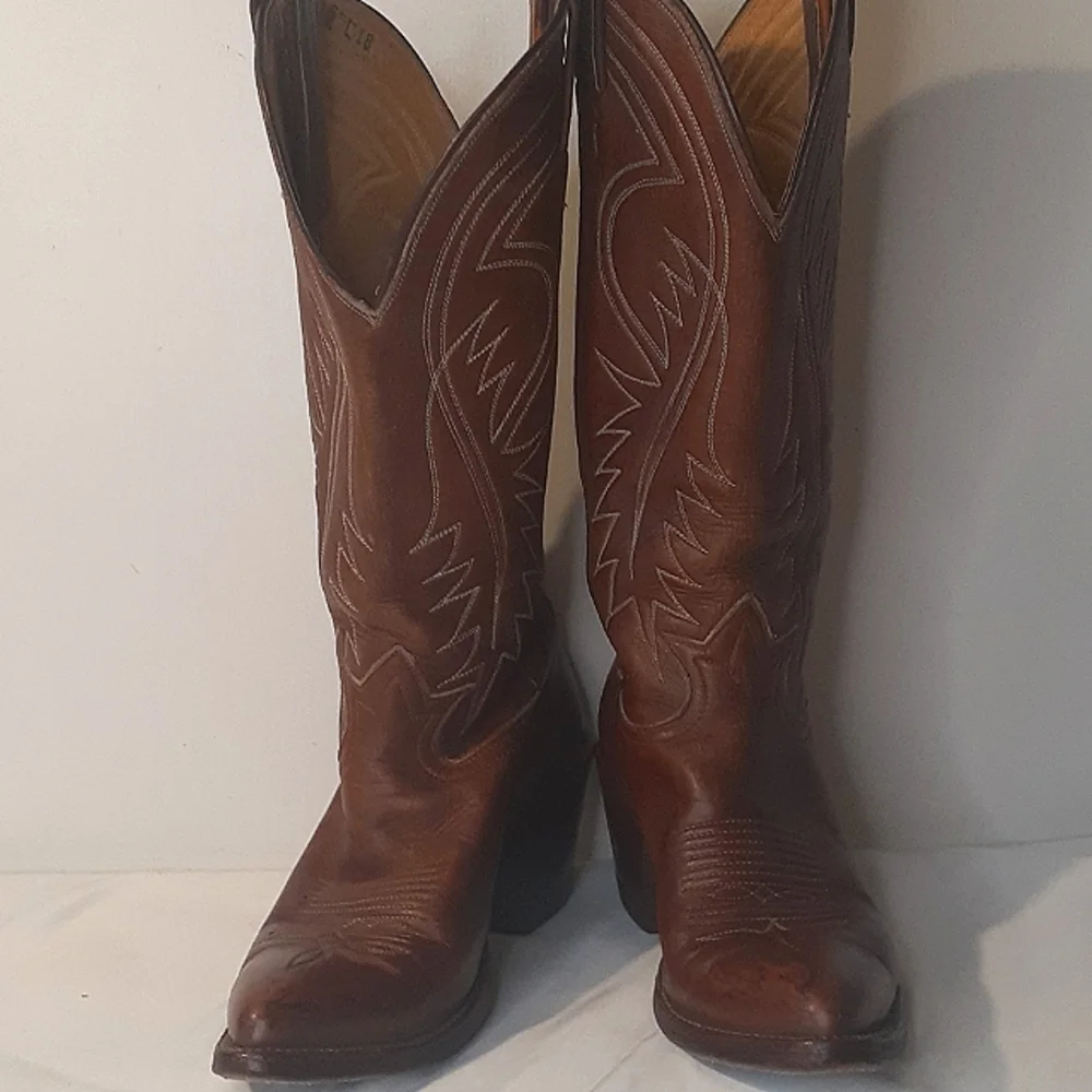 Tony Lama Western Leather Boots - Picture 1 of 6